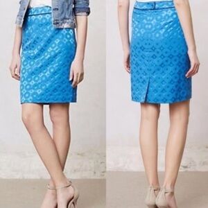 MAEVE by Anthropologie Sadie Pencil Skirt Blue Shimmery Circles
